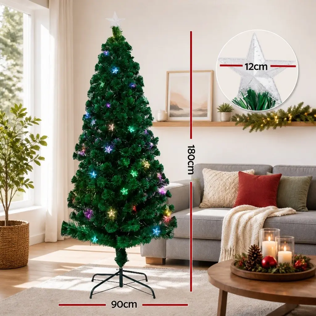 Optic Fibre LED Christmas Tree 1.8m 6FT Holiday Home Decoration