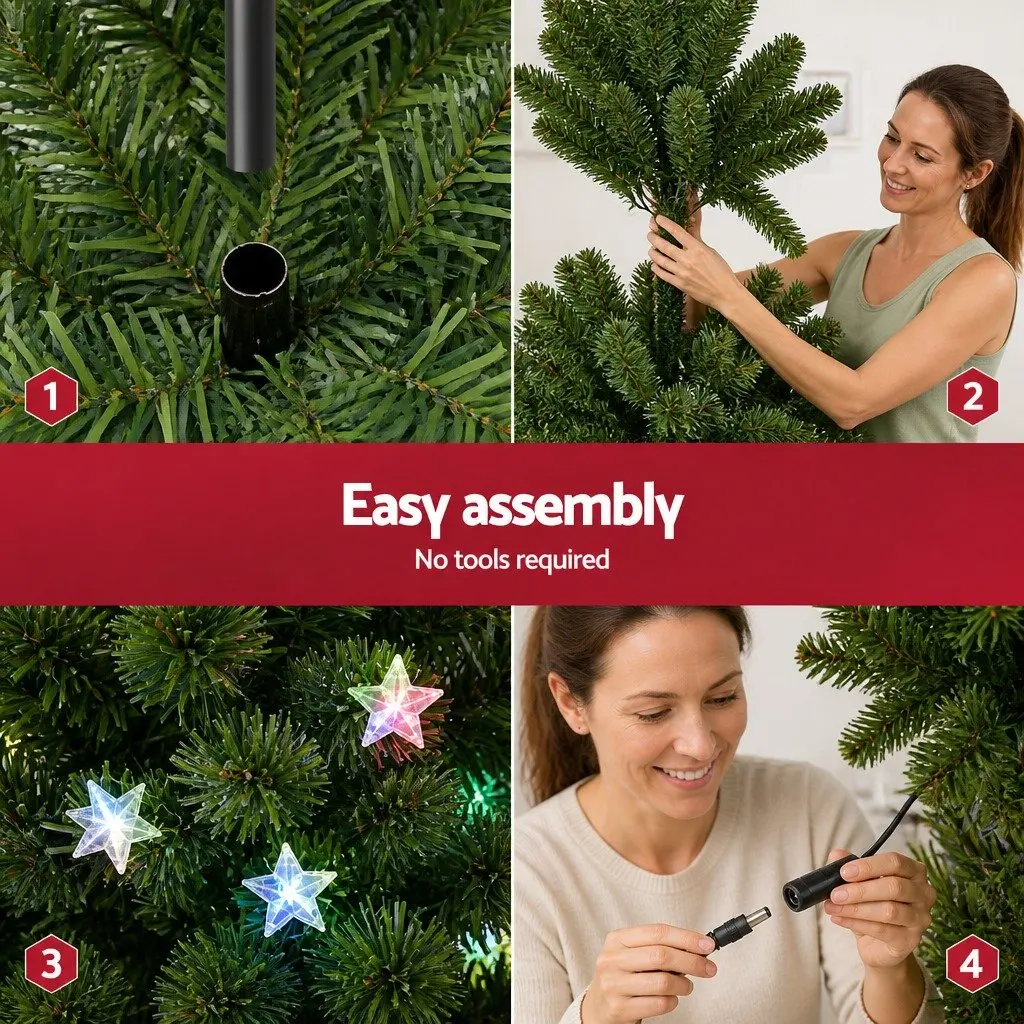 Optic Fibre LED Christmas Tree 1.8m 6FT Holiday Home Decoration