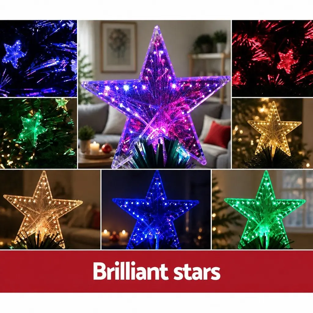 Optic Fibre LED Christmas Tree 1.8m 6FT Holiday Home Decoration