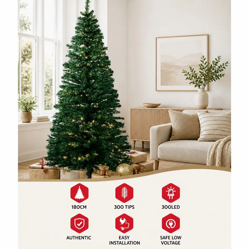 Optic Fibre LED Christmas Tree 6ft Indoor Outdoor Warm White Lights