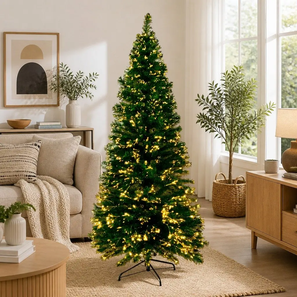 Optic Fibre LED Christmas Tree 6ft Indoor Outdoor Warm White Lights