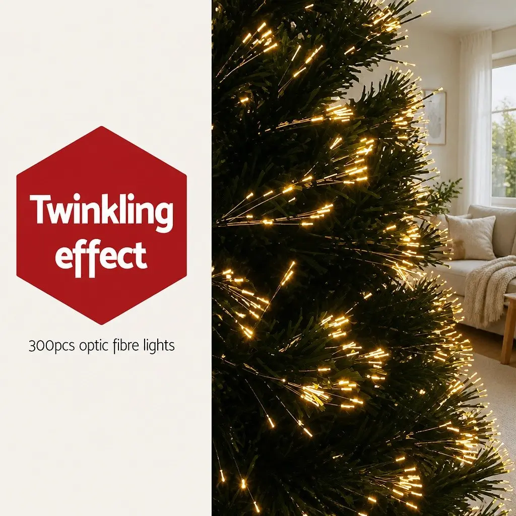 Optic Fibre LED Christmas Tree 6ft Indoor Outdoor Warm White Lights