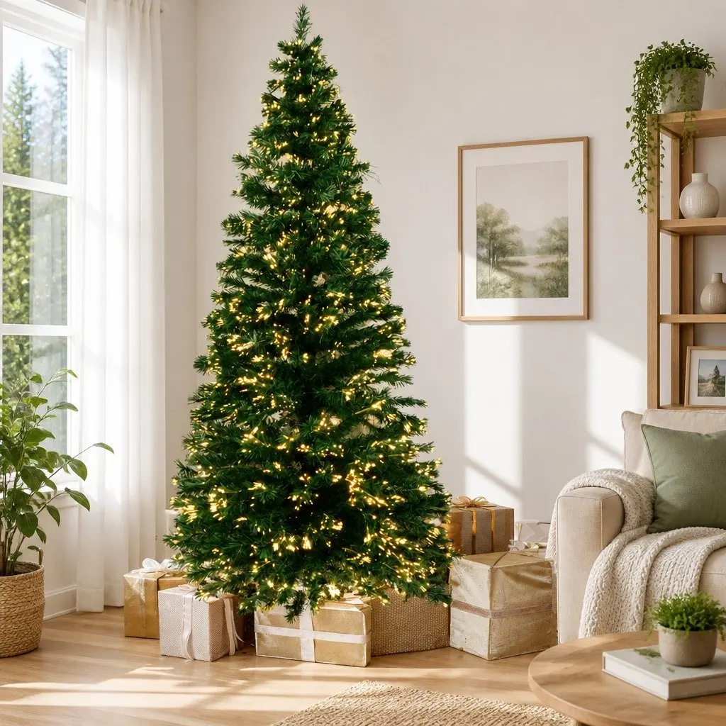 Optic Fibre LED Christmas Tree 6ft Indoor Outdoor Warm White Lights