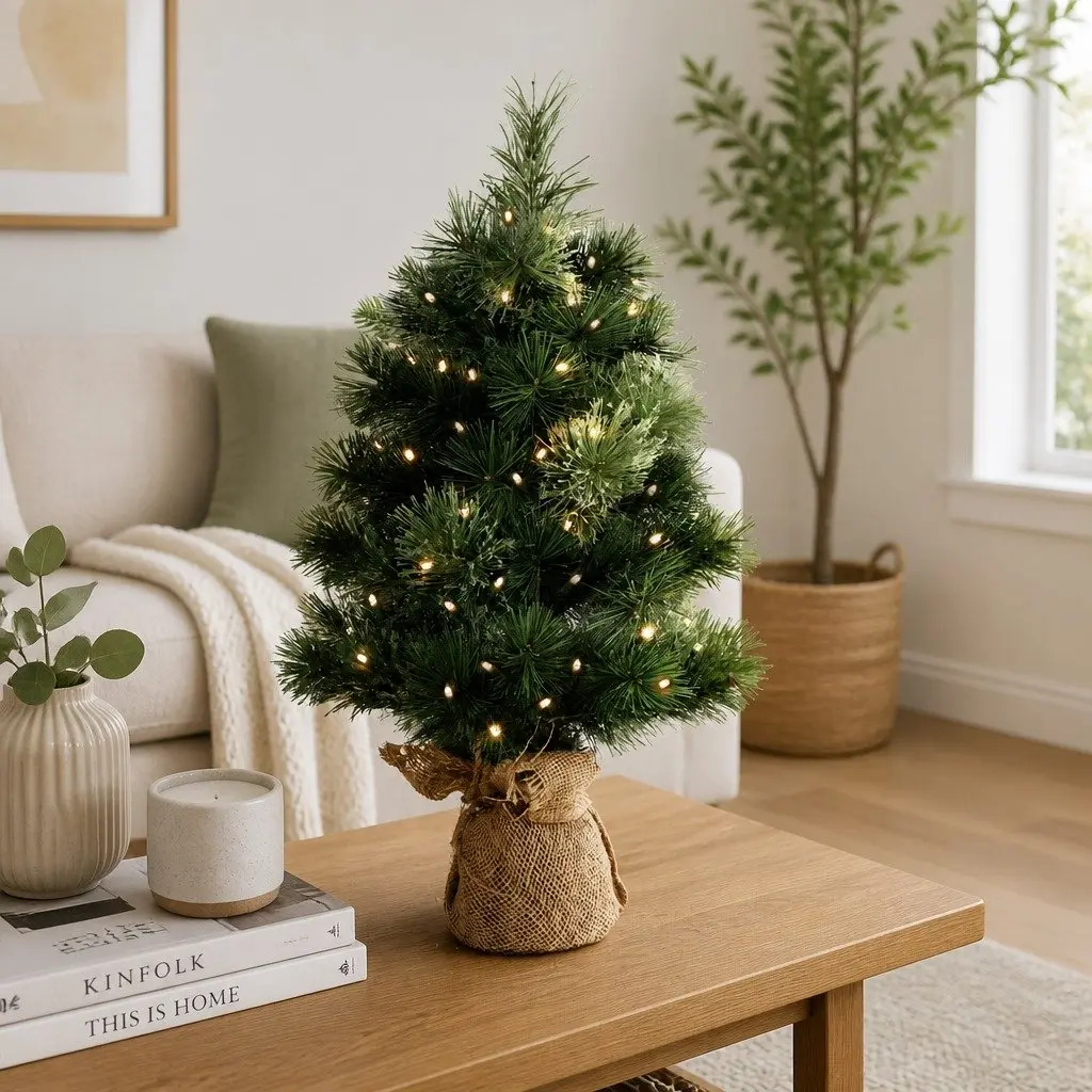 Mini Christmas Tree 60CM Tabletop LED Xmas Tree 8 Light Modes Timer Green