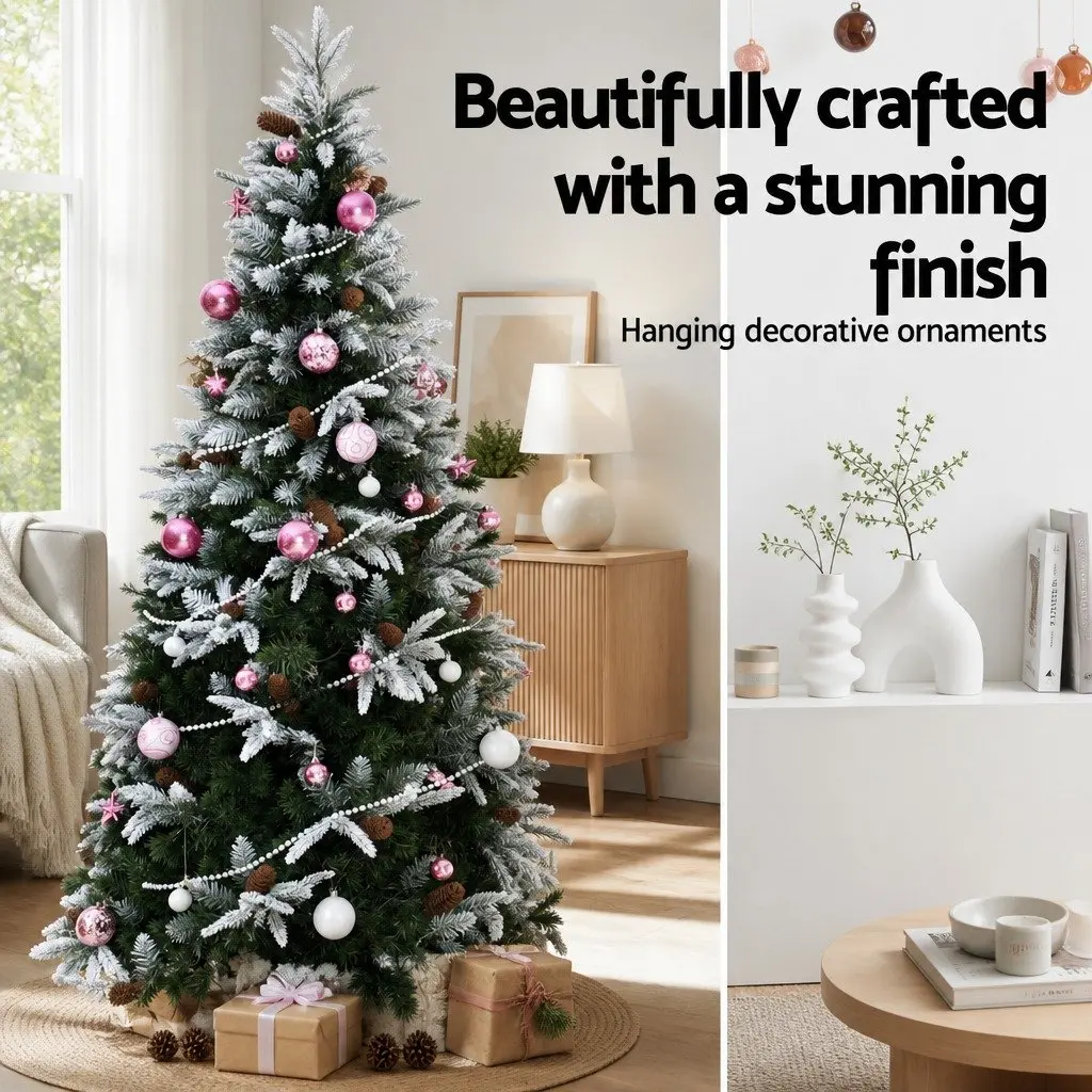 Christmas Tree Decorations Pink White 33 Piece Baubles Ornaments Stars Garland Set