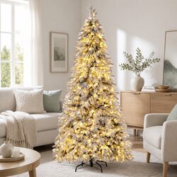Festive Pencil-Style Xmas Tree Warm Lighting Narrow Footprint Winter Home Decoration