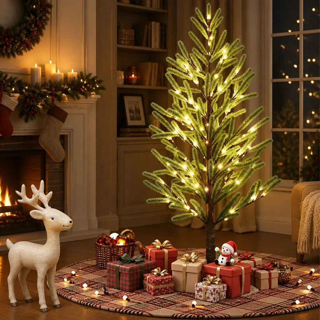 Pre-lit Christmas Tree for Christmas 1.8M Green Artificial with LED Lights 8 Modes
