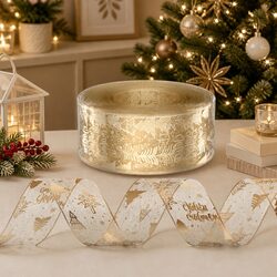 Christmas Tree Ribbon 20M Gold Decorative Roll Bow Xmas Holiday Decor Garland