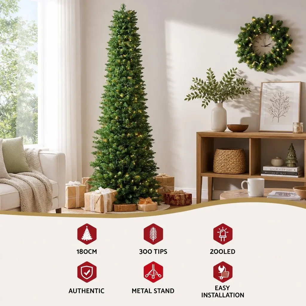 1.8m Christmas Tree with 300 Tips and 200 Warm LEDs