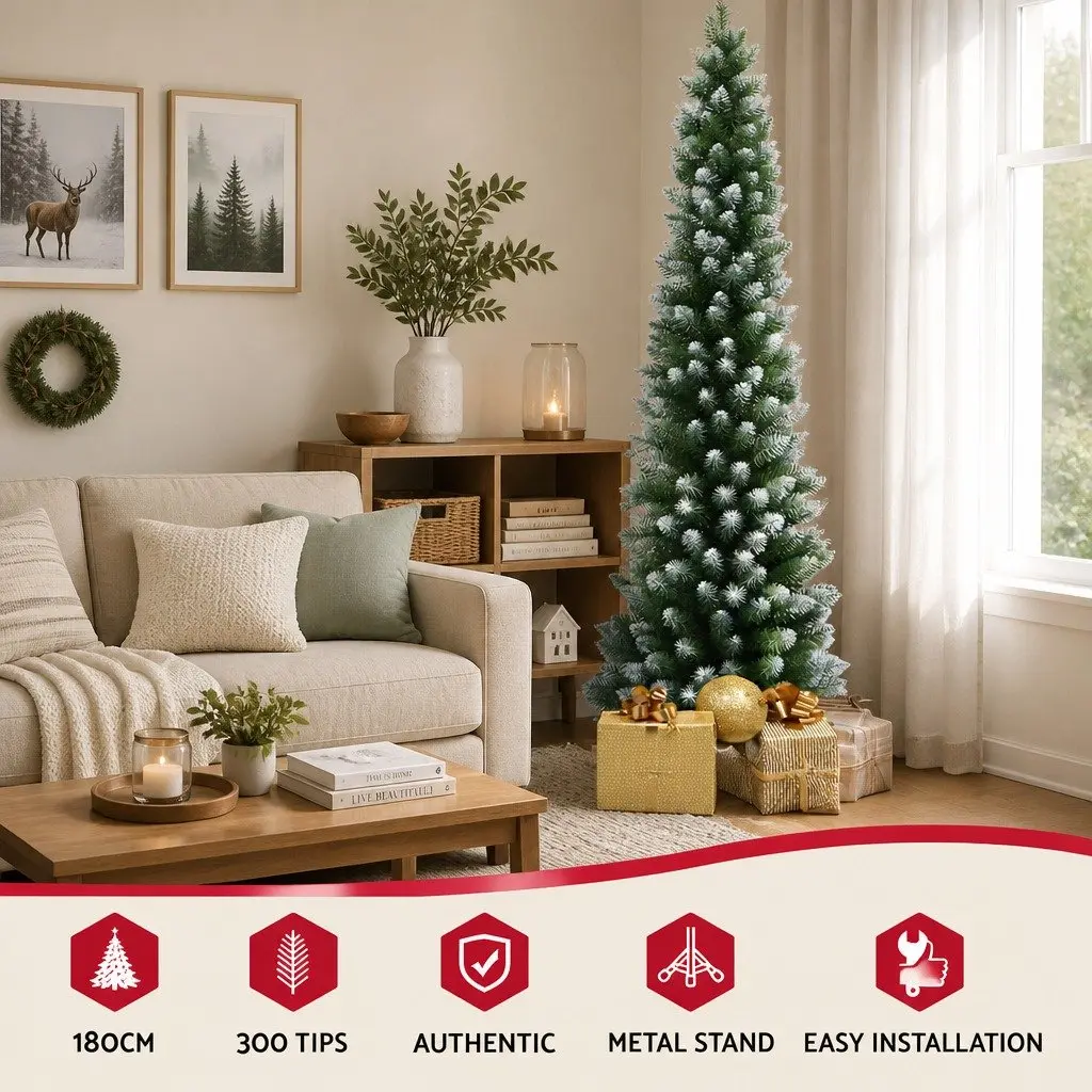 Christmas Tree 1.8m Green Snowy Decoration for Home or Commercial Use
