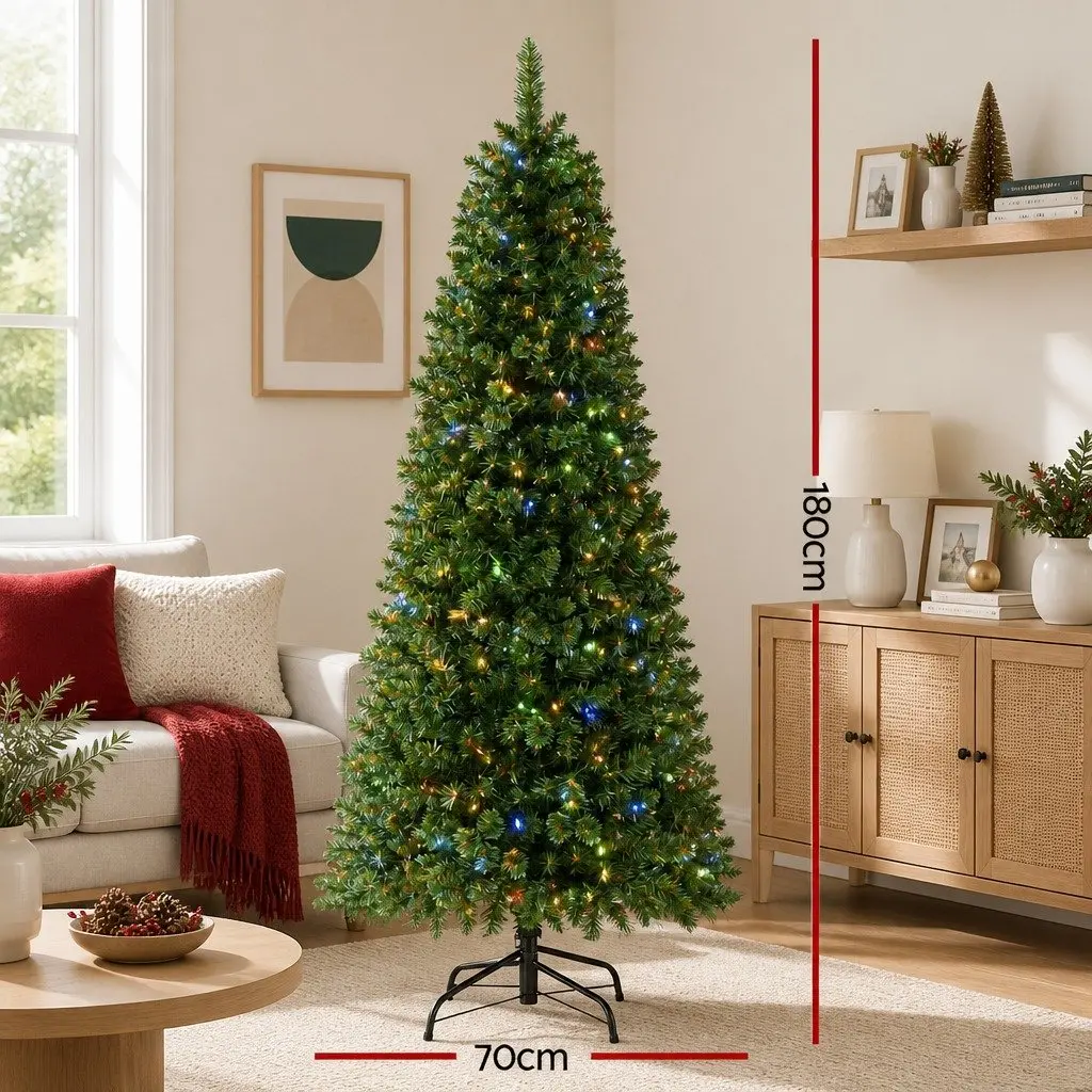Christmas Tree Green 1.8M Pre-Lit 200 LED Multi Colour 8 Mode