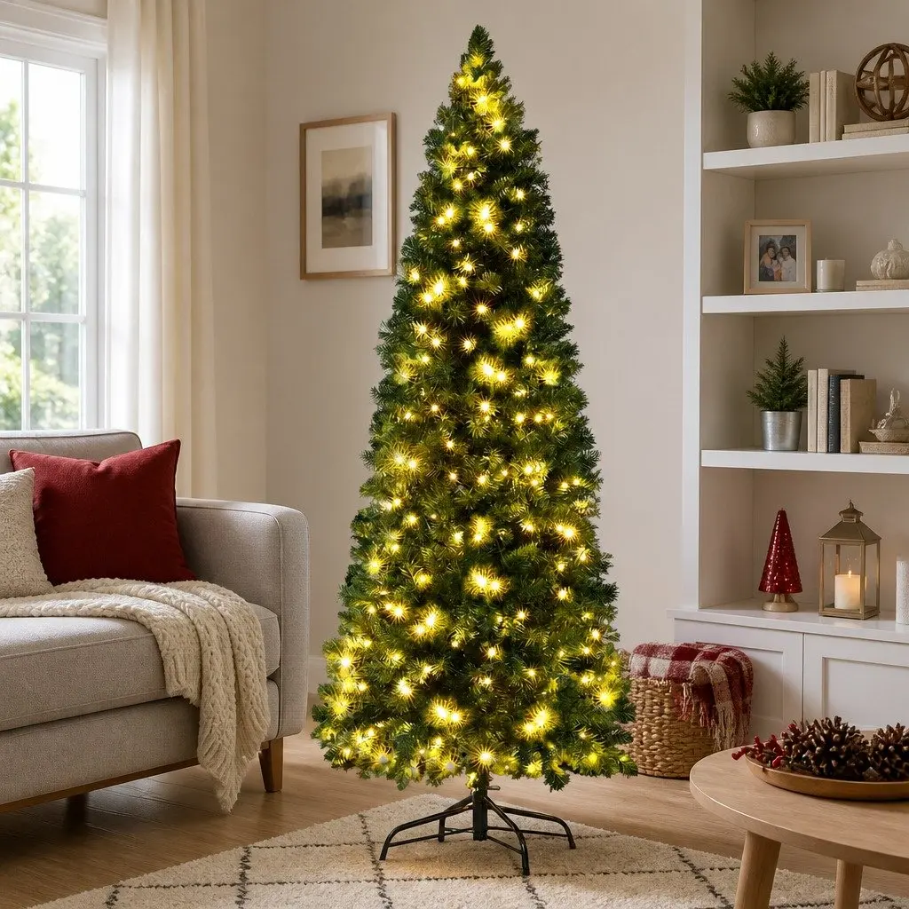Christmas Tree Green 1.8M Pre-Lit 200 LED Multi Colour 8 Mode