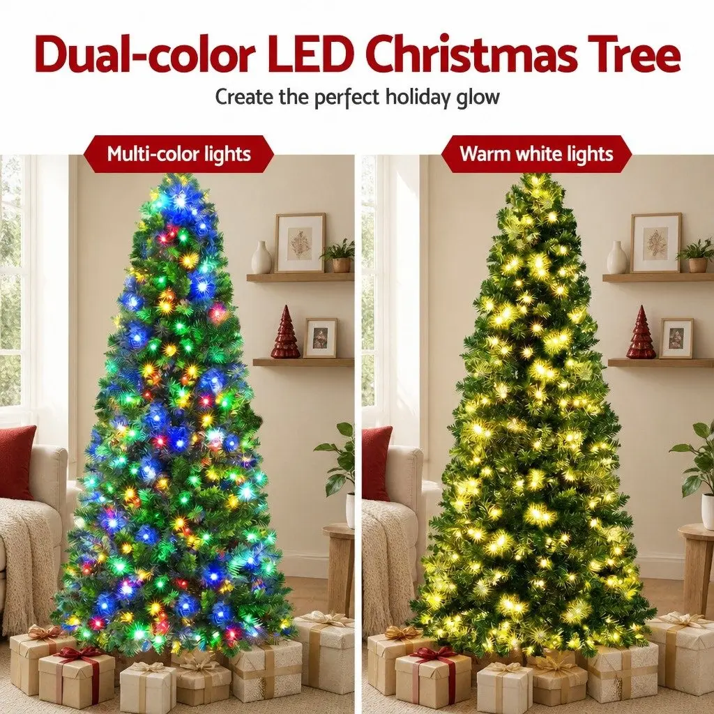 Christmas Tree Green 1.8M Pre-Lit 200 LED Multi Colour 8 Mode