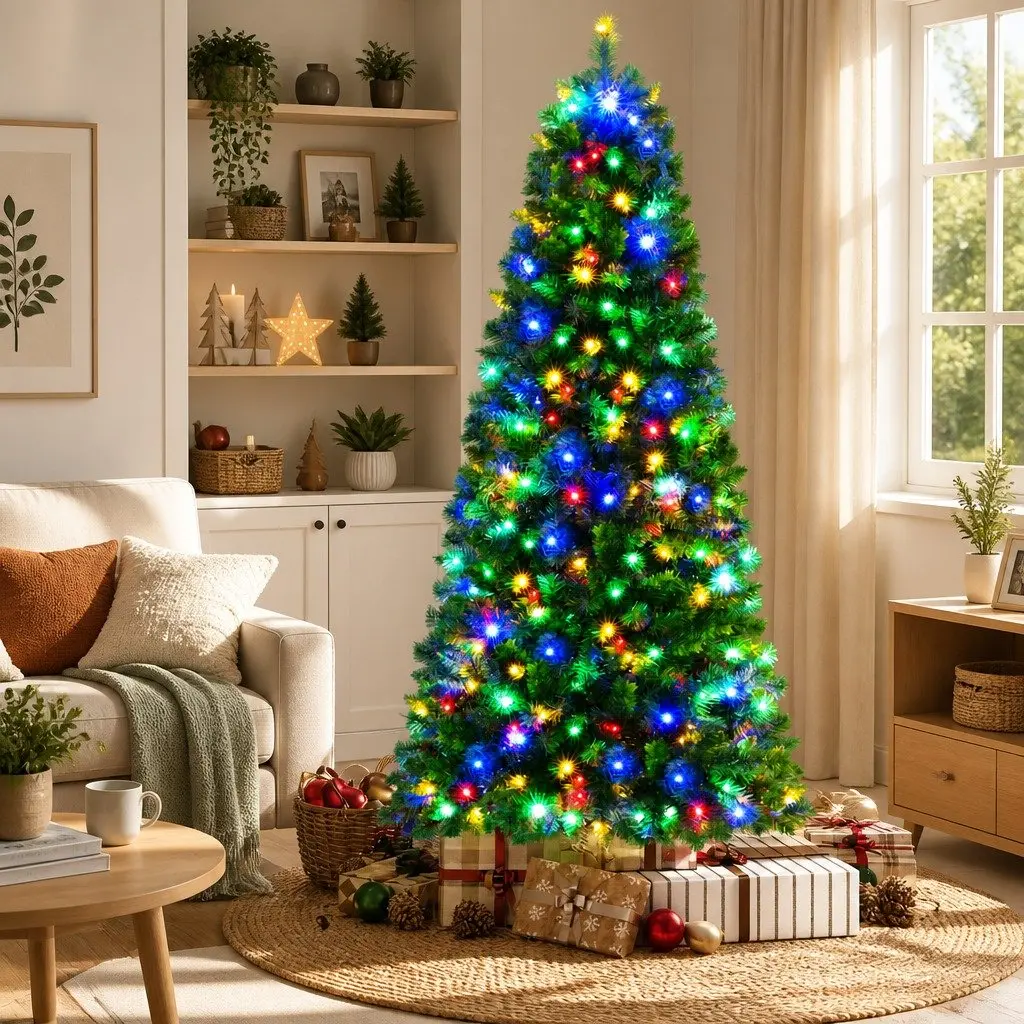 Christmas Tree Green 1.8M Pre-Lit 200 LED Multi Colour 8 Mode