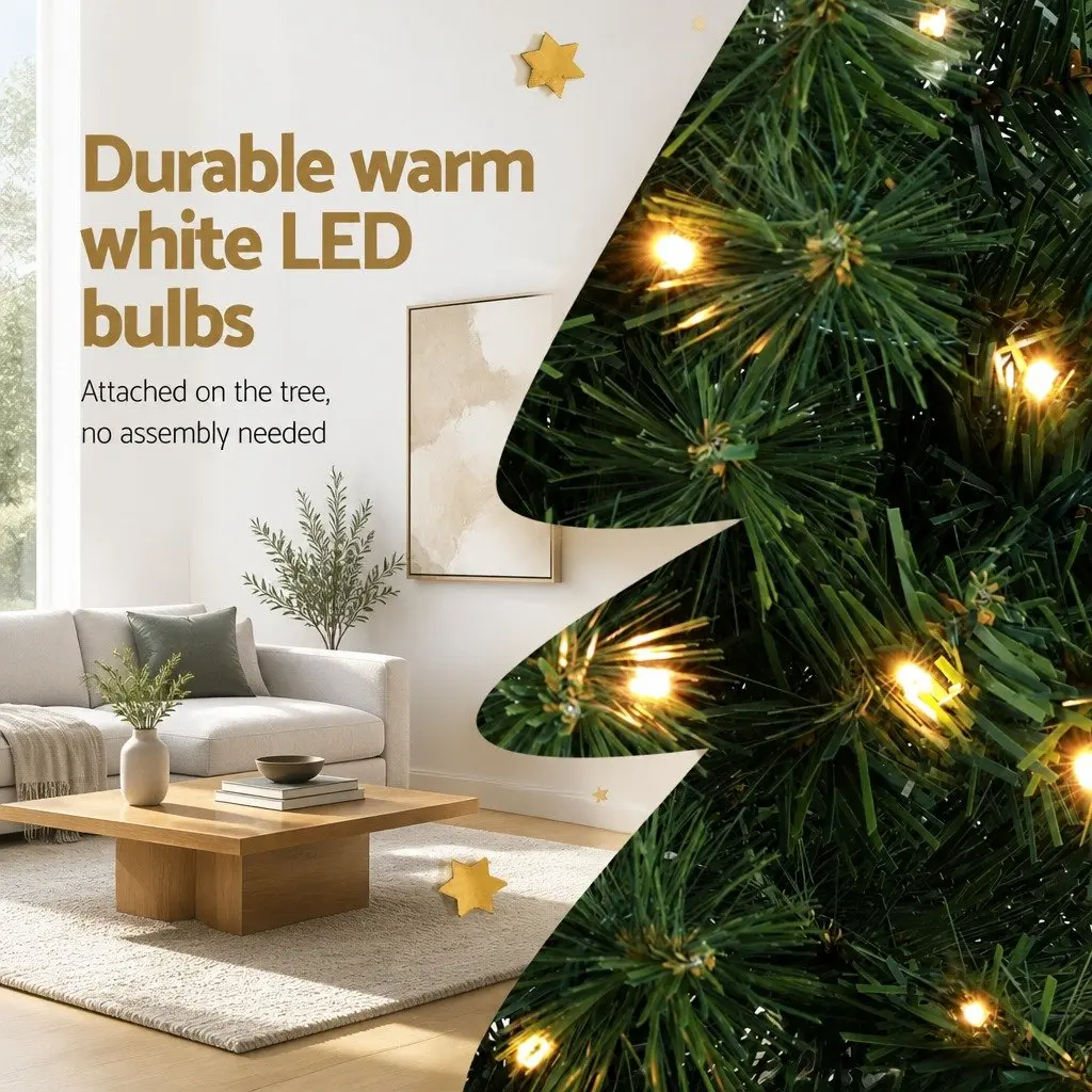 Pre-lit Half Corner Christmas Tree 2.1M Warm White LED Decoration