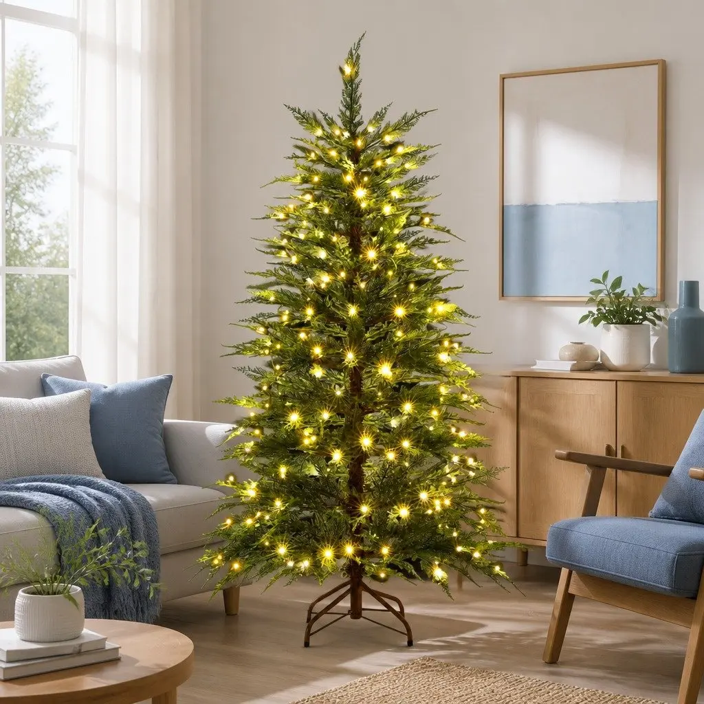 Christmas Tree Living Room 1.5M Pre-Lit LED Sparse 263 Tips Home Decoration