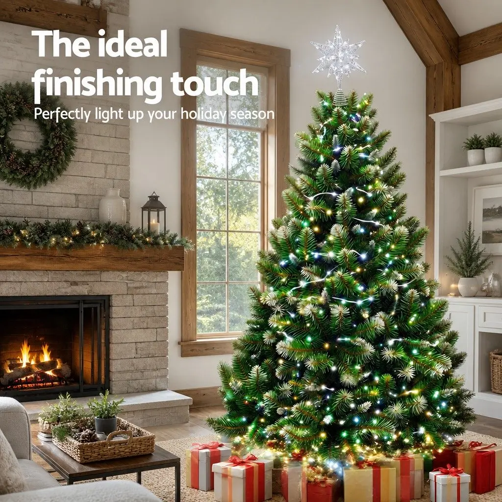 Christmas Tree Topper Star Decoration LED Light Indoor Outdoor White 18x7x27cm
