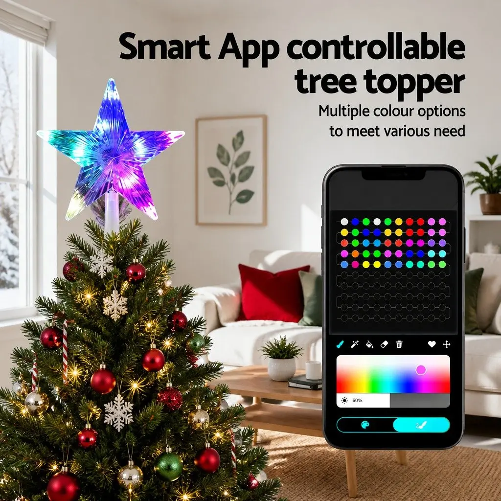 Christmas Tree Topper Star RGB LED for Holiday Decoration 21cm x 6cm x 23cm