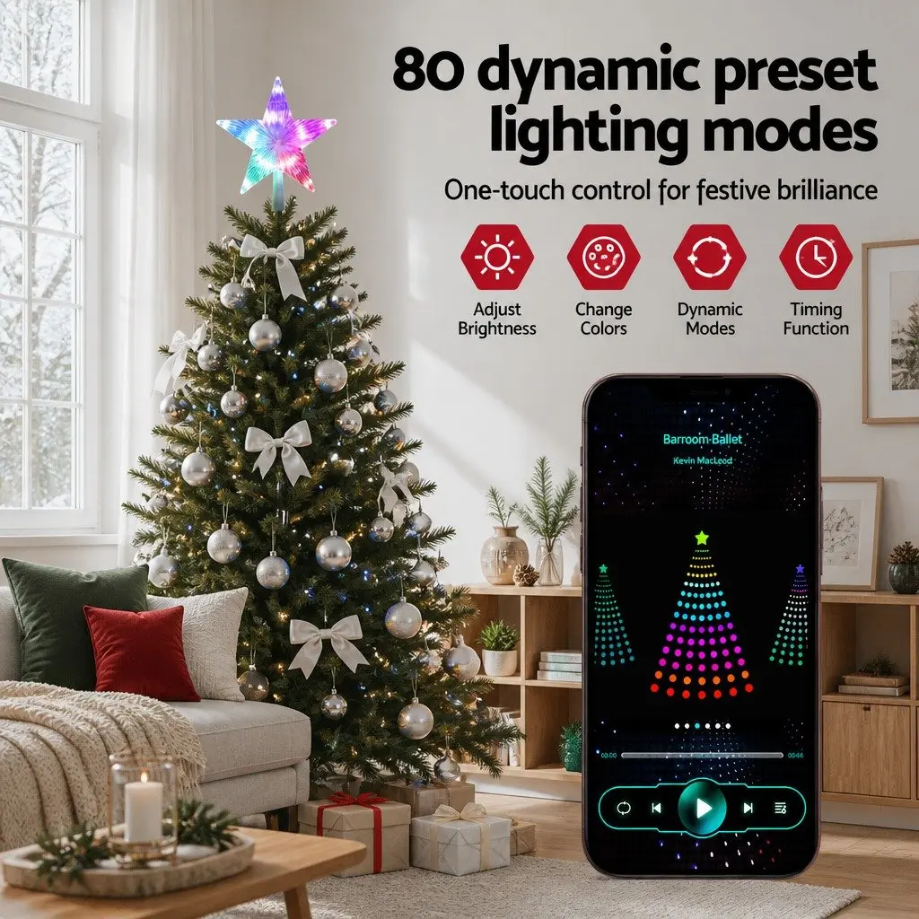 Christmas Tree Topper Star RGB LED for Holiday Decoration 21cm x 6cm x 23cm