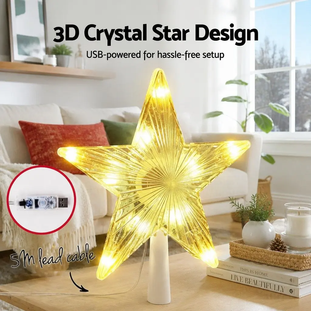 Christmas Tree Topper Star RGB LED for Holiday Decoration 21cm x 6cm x 23cm