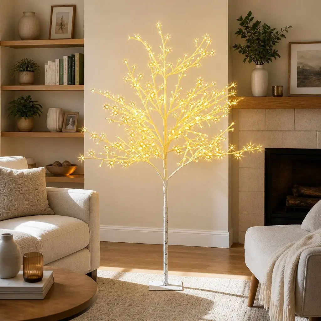 LED Christmas Tree Indoor Outdoor 5FT 304 Warm White Lights Holiday Decoration
