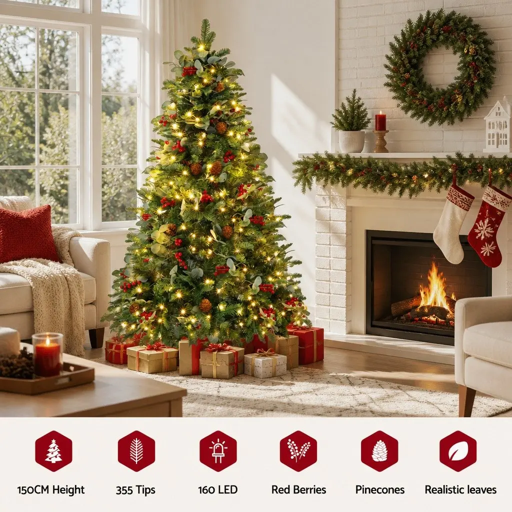 Christmas Tree 1.5m 150cm LED for Home Office Holiday Party Decoration