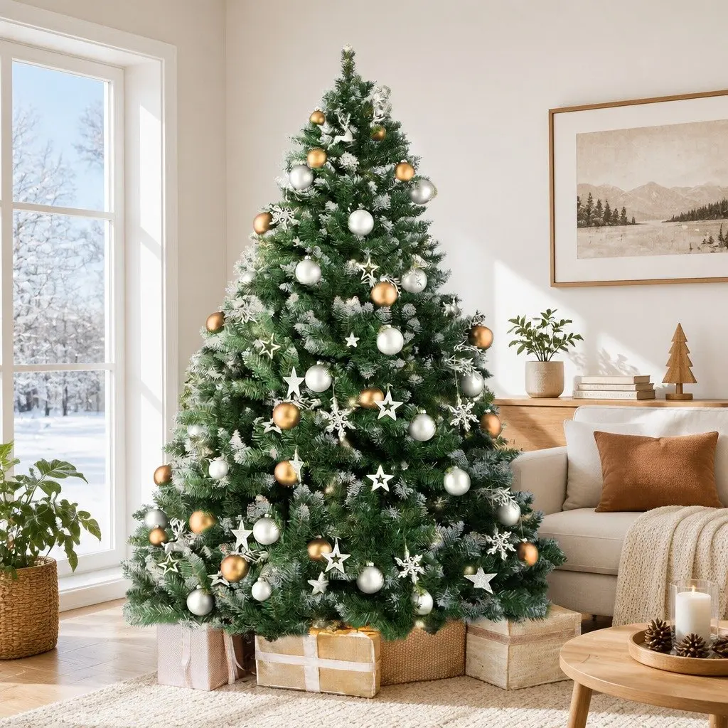 Christmas Tree 1.8m Snowy Green Decoration Faux Fir Holiday