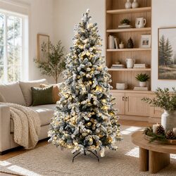 1.8m Snow Flocked Christmas Tree with 350 Warm White LEDs