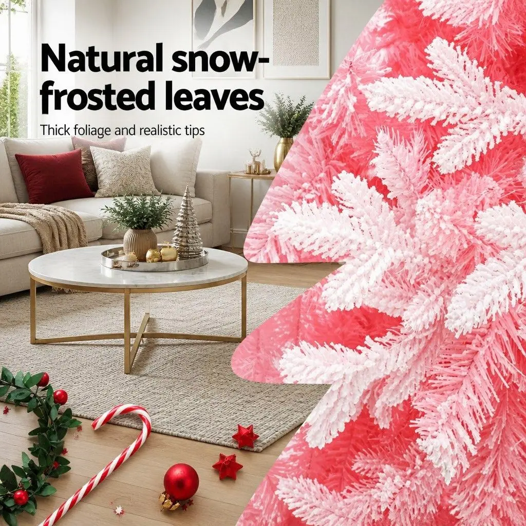 Christmas Tree 1.8m Pink Snow Flocked for Party Home Decor