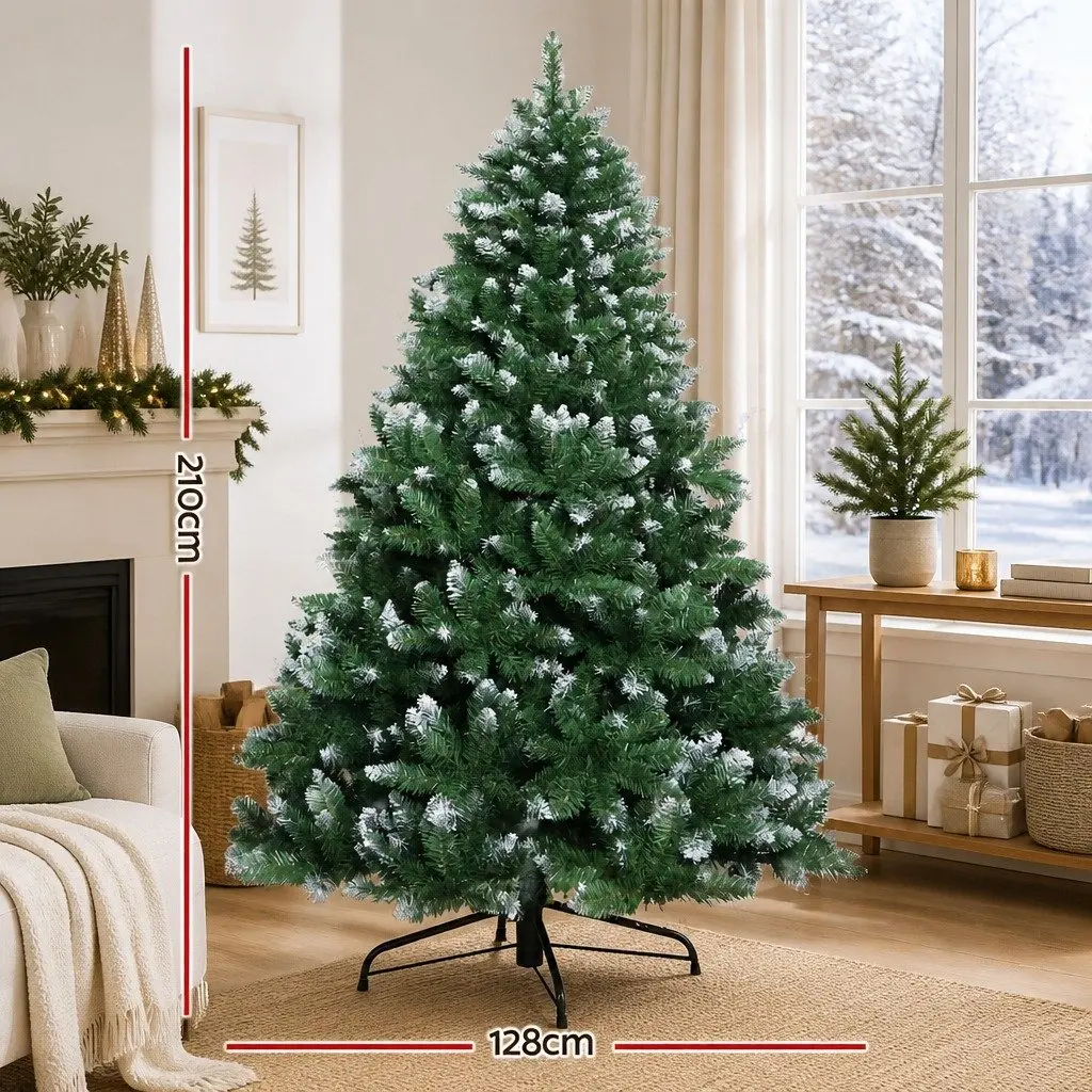 7FT Christmas Tree 905 PVC Tips Snowy Fir Holiday Decoration Indoor Home Festive