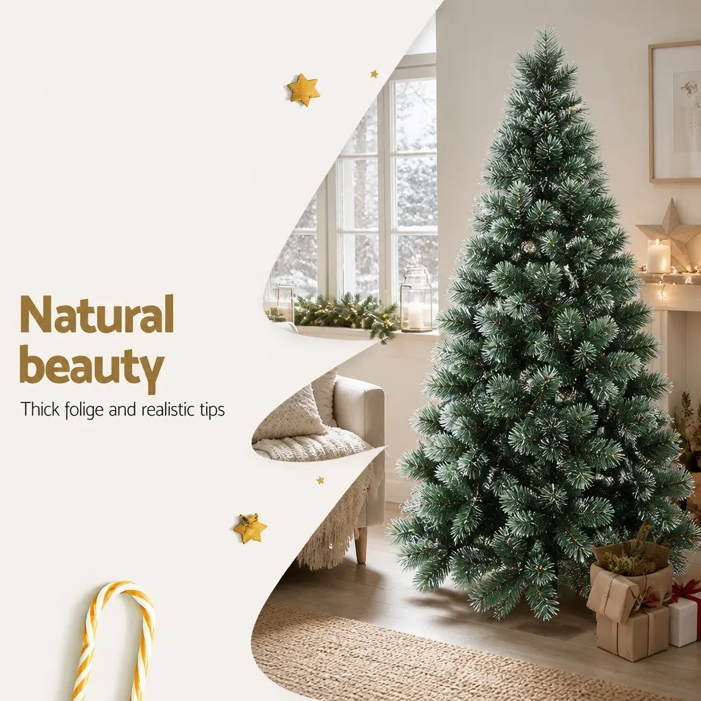 7FT Christmas Tree 905 PVC Tips Snowy Fir Holiday Decoration Indoor Home Festive