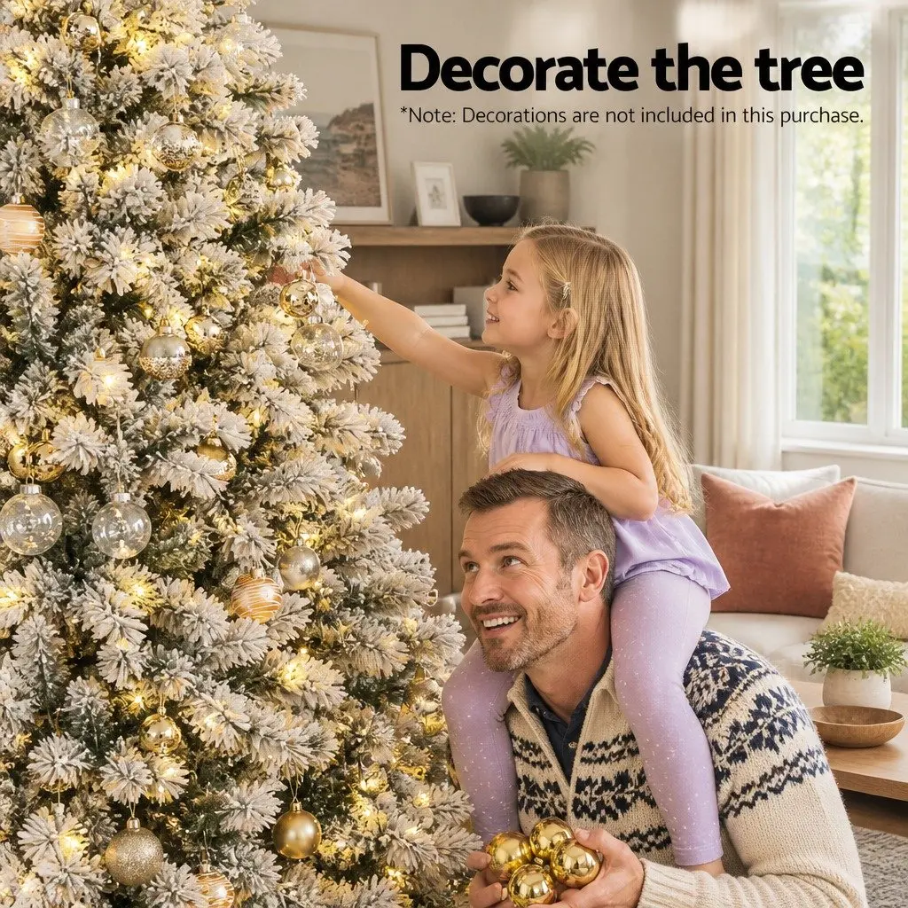 Pre-Lit Christmas Tree 2.1m Snow Flocked for Christmas with 500 LED Warm White Lights and 8 Light Modes