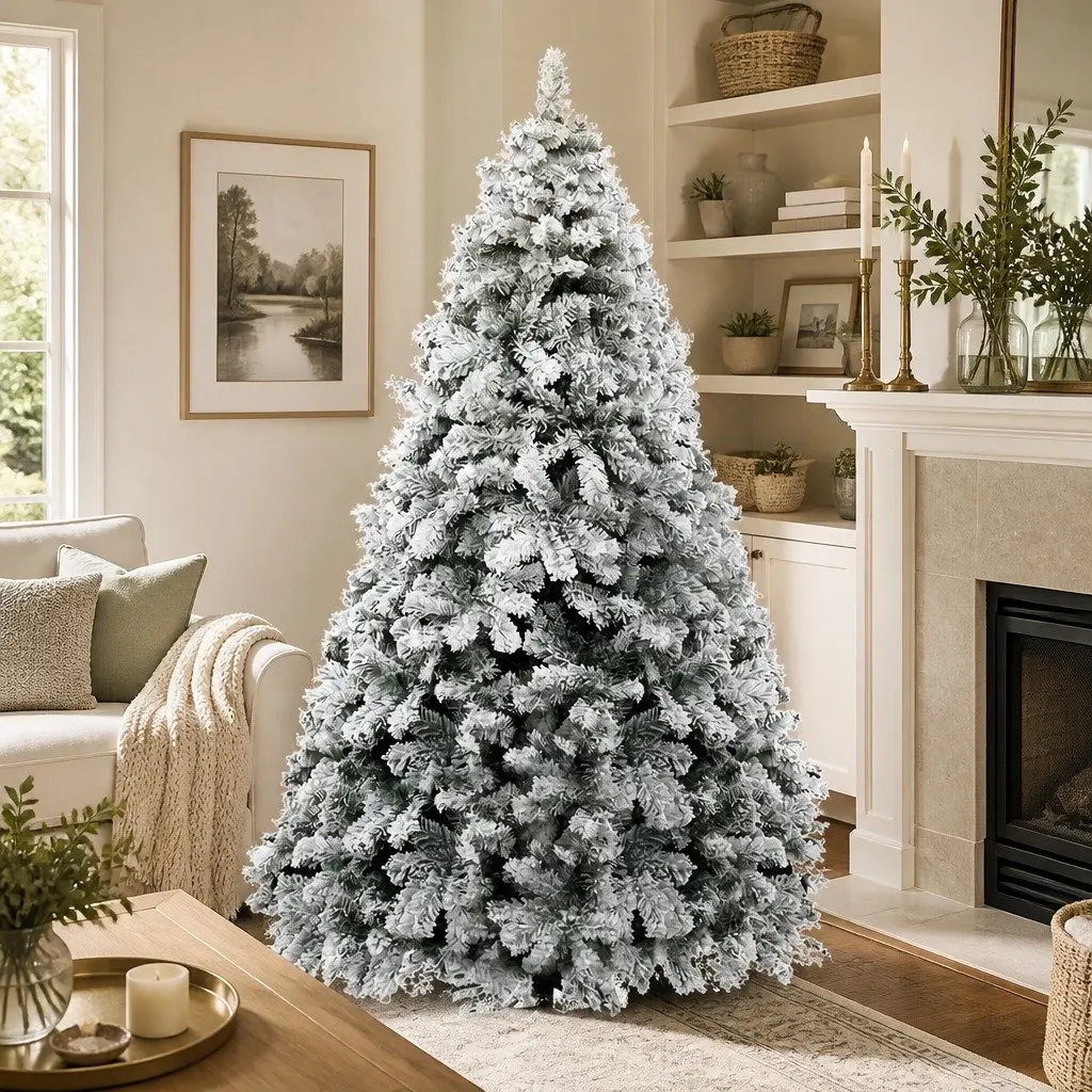 Christmas Tree 7FT Snow Flocked Faux for Christmas Green White Decorations