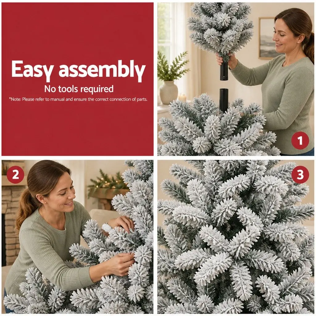 Christmas Tree 7FT Snow Flocked Faux for Christmas Green White Decorations