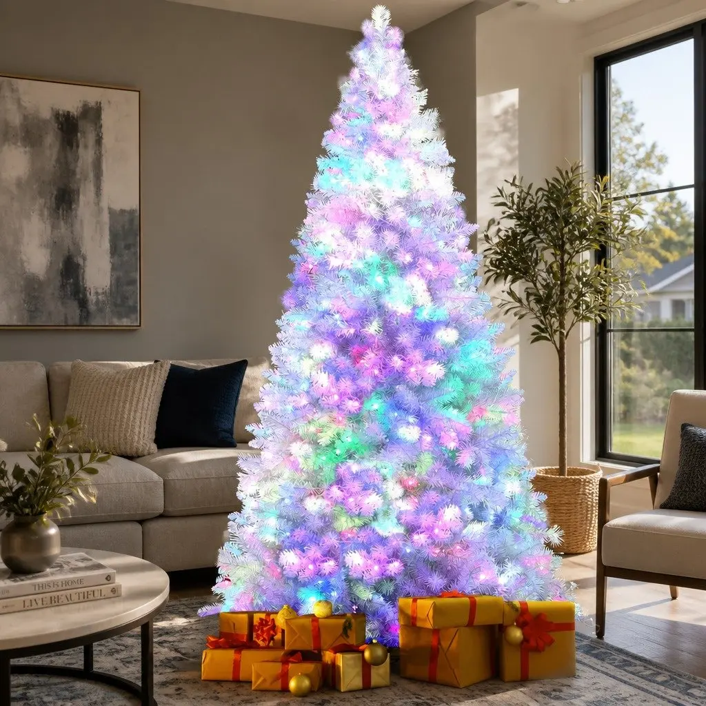 Christmas Tree 2.1m RGB LED White Xmas Tree Remote Control Party Decoration