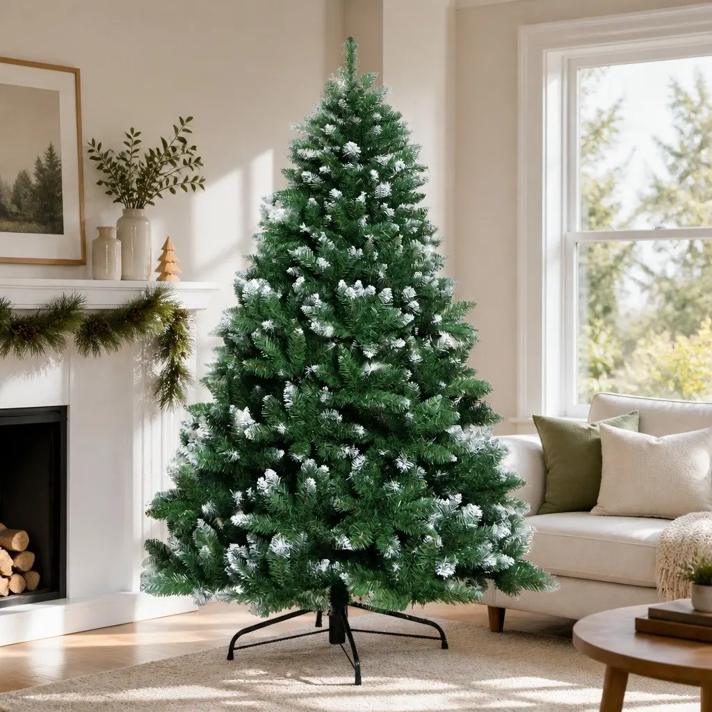 Artificial Christmas Tree 2.4m Snowy Green for Holiday Decoration