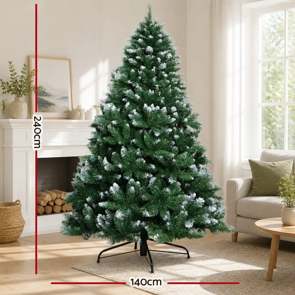 Artificial Christmas Tree 2.4m Snowy Green for Holiday Decoration