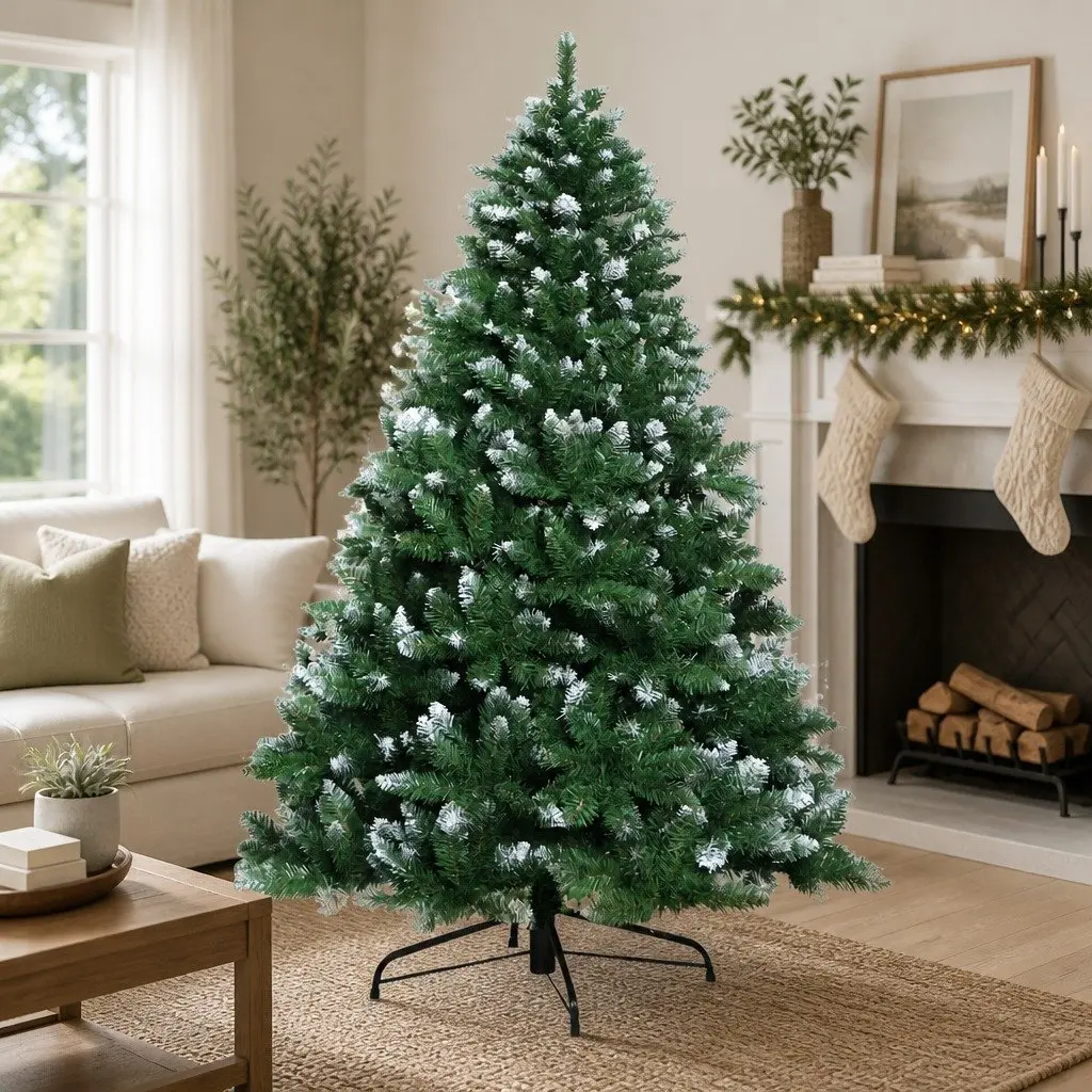 Artificial Christmas Tree 2.4m Snowy Green for Holiday Decoration