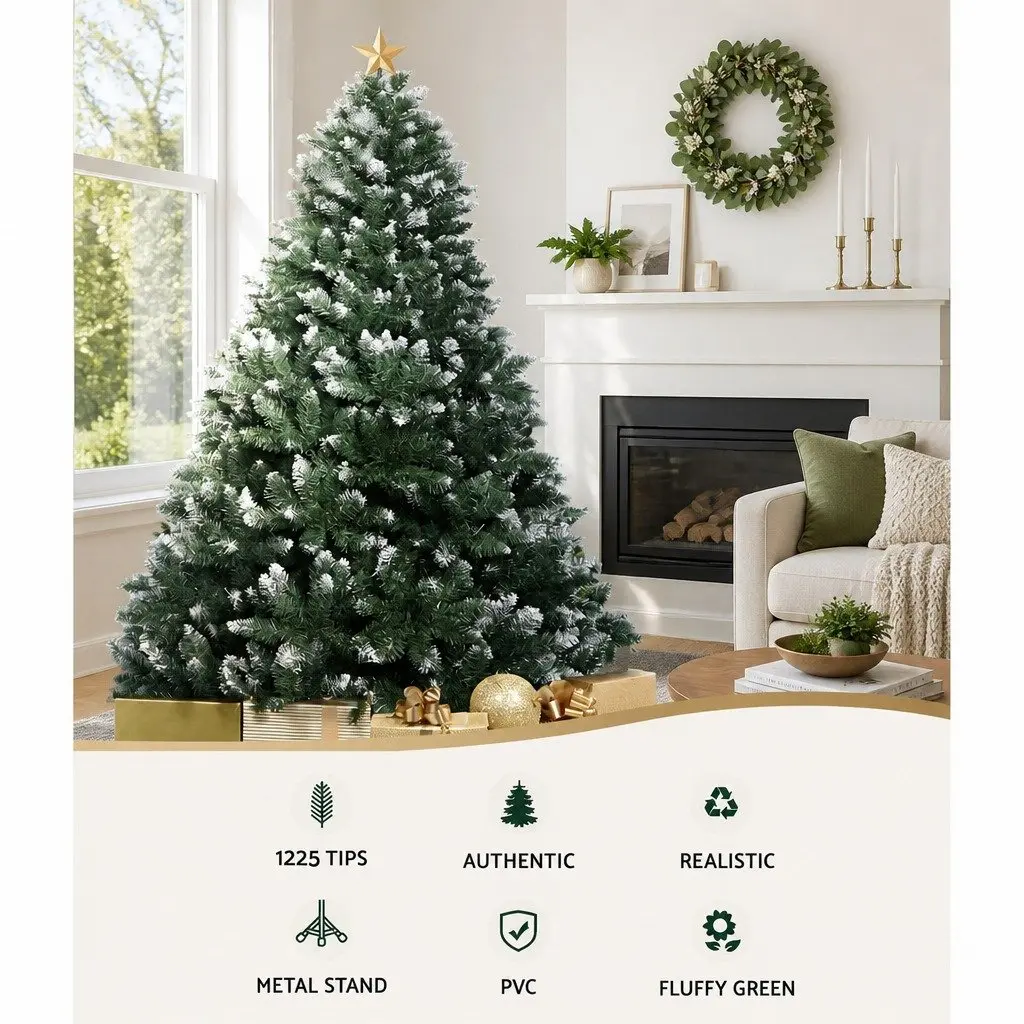 Artificial Christmas Tree 2.4m Snowy Green for Holiday Decoration