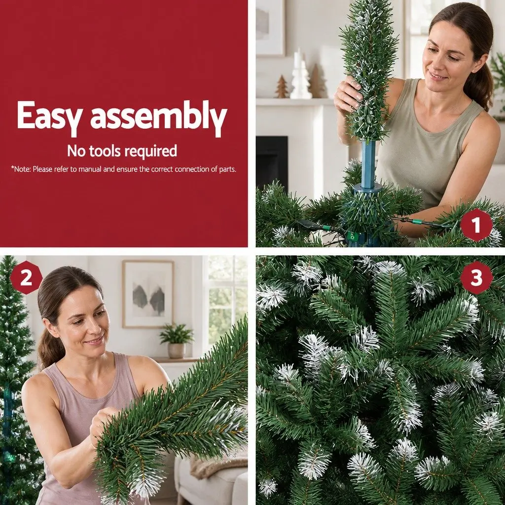Artificial Christmas Tree 2.4m Snowy Green for Holiday Decoration