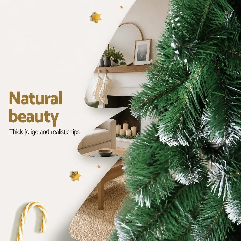 Artificial Christmas Tree 2.4m Snowy Green for Holiday Decoration