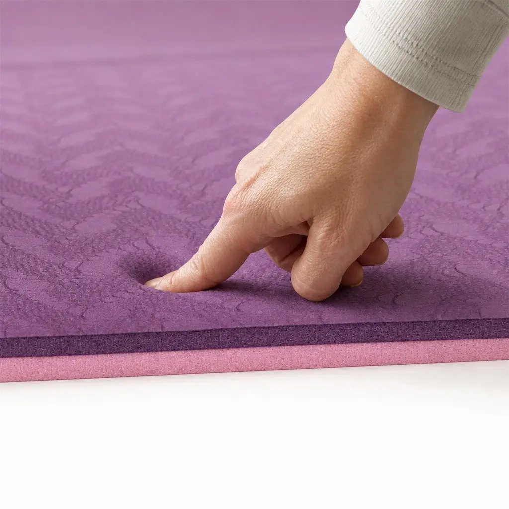 Yoga Mat for Exercise 6mm Thick Non-Slip with Body Alignment Lines Purple
