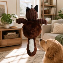 Squeaky Fox Dog Toy - Durable Chew, Dark Color