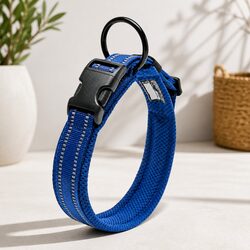 Blue Heavy Duty Reflective Dog Collar Details