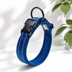 3XL Heavy Duty Blue Dog Collar with Reflective Features