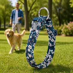 Specifications of the Large Blue Floral Padded Dog Collar