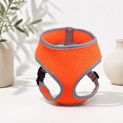 Dog Harness Steel D Ring Adjustable Mesh Breathable Pet Training Walking Orange