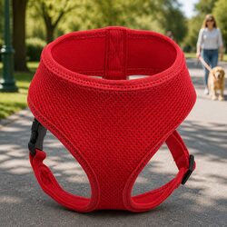 Large Red Dog Harness with Steel D Ring and Adjustable Fit