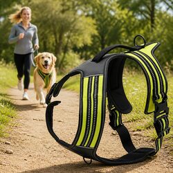 Sports No Pull Dog Harness Reflective Neon Yellow XL Medium Large Extra Padded