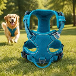 No Pull Dog Harness Breathable Mesh Reflective Nylon Webbing Easy On Off